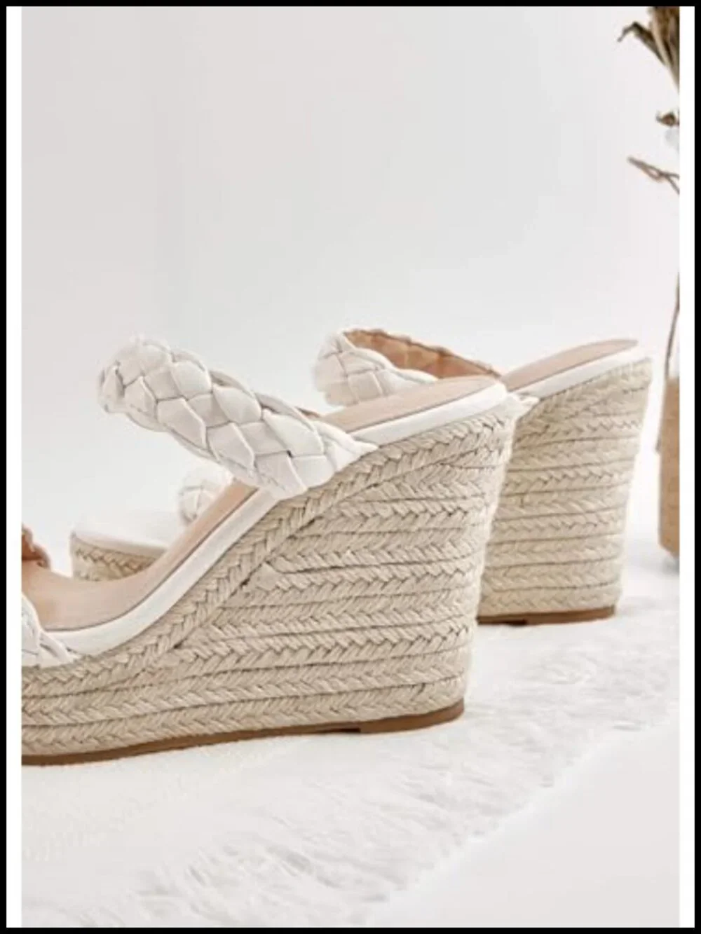 Womens Espadrilles Wedge Platform Sandals Slip On Woven Two Strap Slide